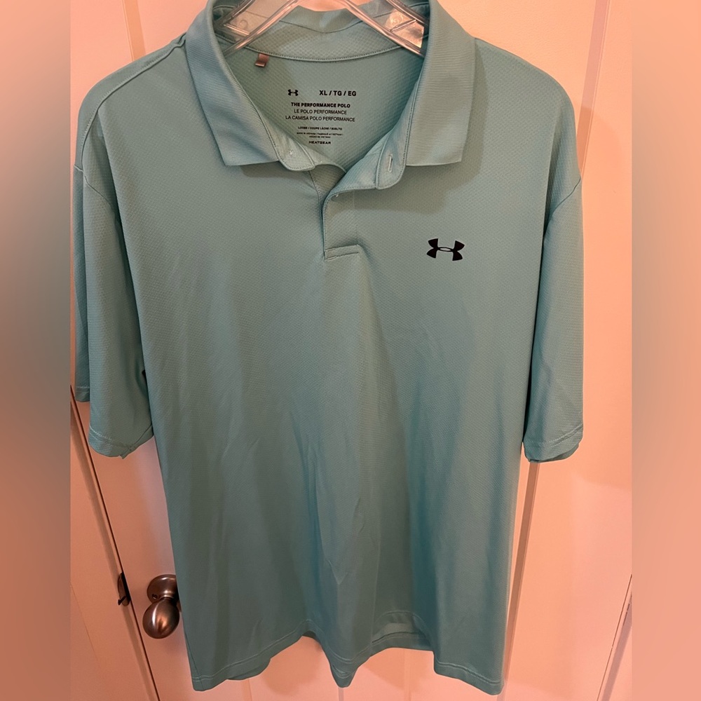 Mens Under Armour Teal Polo XL